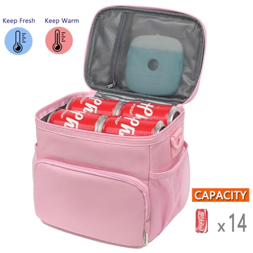 GYEUKHAM Insulated Lunch Bag for Adult/Women/Men, Reusable Large Lunch Box Cooler Soft Leakproof Tote, Thermal Meal Prep Lunch Pail with Adjustable Shoulder Strap for Picnic/Travel/Office,Pink - color: Pink