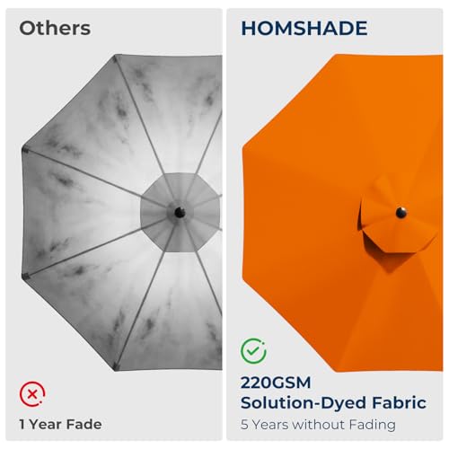 HOMSHADE 10ft Offset Patio Umbrella with Base Included, Cantilever Offset Hanging Patio Outdoor Market Umbrella UPF50+ UV Protection with Easy Tilt and Crank for Pool Deck and Garden(Neon Orange) - color: Neon Orange