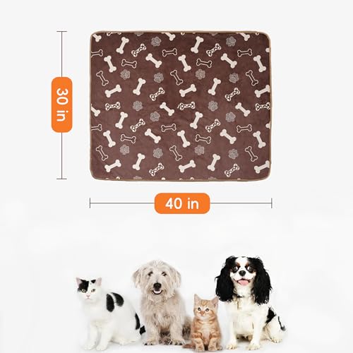 Waterproof Dog Blankets Pet Blanket, 30"x40" Cat Blanket for Indoor Cats, Soft Fluffy Sofa Car Bed Protector, Reversible Sherpa Fleece Puppy Blanket for Small Medium Dogs (Chocolate) - color: Chocolate Brown-bones, size: 30"x40"