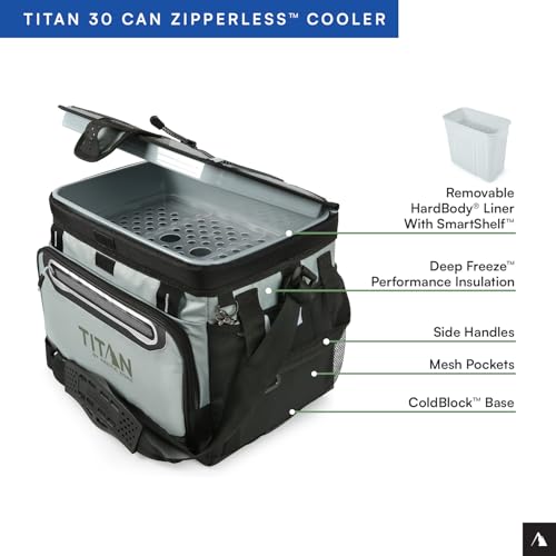 Titan by Arctic Zone Deep Freeze Cooler - Zipperless Hardbody Cooler - Deep Freeze Insulation, HardBody Liner, and SmartShelf - color: Seagrass, size: 30 Can