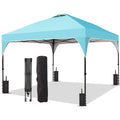 8x8 FT Canopy Tent, Pop Up Canopy with 1-Button Push, 4 Sandbags, Instant Outdoor Gazebo Shelter (Cyan Blue, 8x8) - color: Cyan Blue, size: 8x8