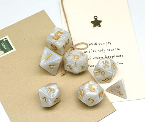 Dice- 25mm DND RPG Dice Set for Dungeons and Dragons D&D Pathfinder MTG Role Playing Dice Giant White Polyhedral Dice with Dice Bag - color: White