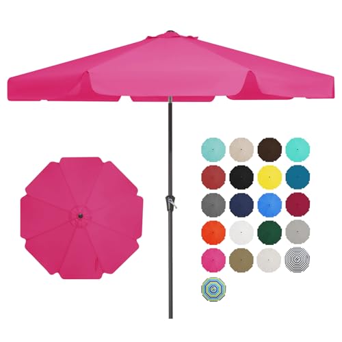 JEAREY 9 FT Patio Umbrella Outdoor, Table Umbrellas Market Umbrella w/Push Button Tilt/Crank, 8 Sturdy Ribs(Rose Pink) - color: Rose Pink