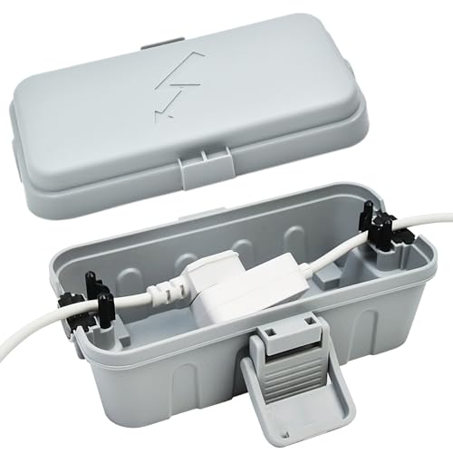 Hrensaw Small Weatherproof Electrical Connection Box(Inner 5.5 x 3 x 2.2inch),Outdoor Electrical Box,Waterproof Extension Cord Covers for Plug, Extension Cables, Holiday Lights,Grey - color: Grey, size: Small