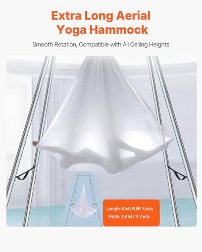 VEVOR Yoga Stand Frame, Max 441-551 lbs Load Swing Stand, Triangular Structure Aerial Rig, Aerial Silk Stands with Yoga Hammock, Standard & Height-Adjustable Version - color: White, style: Standard Version