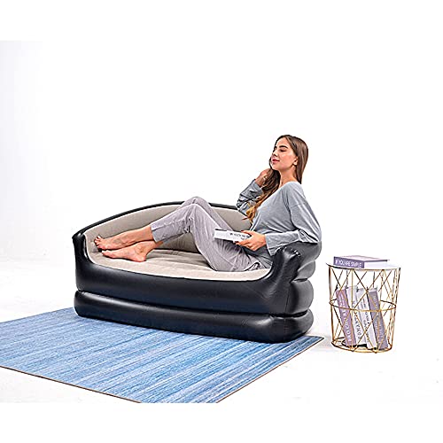 Yosogo Folding Portable Inflatable Double Sofa, Lazy Flocking Two-Seater Lounge Chair with Electric Air Pump - Great for Pop Up Indoor Living Room and Outdoor