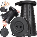 Fishboy Upgraded Collapsible Stool, 400lbs Max Weight, Lightweight But Sturdy, Portable Retractable Folding Telescoping Foldable Camping Stool for Adults Outdoor Fishing Hiking BBQ - color: Black