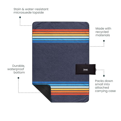 Rumpl Everywhere Mat, Waterproof Picnic Blanket and Ground Mat for Camping, Hiking, and Picnicking, 52x75 Inches, Coast Retro Rays - color: Coast Retro Rays