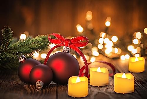 Led Flickering Flameless Votive Tea Lights Candles With Remote Control Battery Operated Set Of 12 / Electric Outdoor Tealights Timer Candle For Christmas,Xmas Decorations (Batteries Included) 200Hours - color: Remote Control Tea Lights (1.2") - 12 Pack