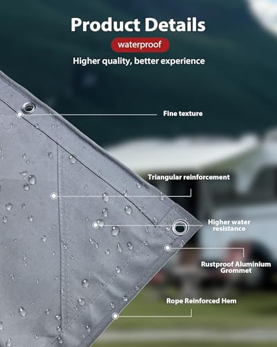FoundGo Canvas Tarp 10x24ft Heavy Duty Waterproof Tarps with Grommets, UV Resistant, 22 Mil Tarpaulin,14 oz Durable Cloth Covers for Car, Roof, Boat, Camp, Canopy, Woodpile with Ropes-Grey - size: 10'*24'