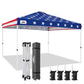 EAGLE PEAK Pop Up Canopy Tent with Wheeled Carry Bag, 8 Stakes, 4 Ropes, 4 Weight Bags, Easy Set Up Tent Canopy, 12x12 ft, 144sqft of Shade, American Flag - color: American Flag, size: 12x12