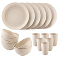 18PCS Wheat Straw Dinnerware Sets Kitchen Dinnerware Set Unbreakable Cups Plates and Bowls Set Lightweight Dish Set Microwave and Dishwasher Safe Dishes