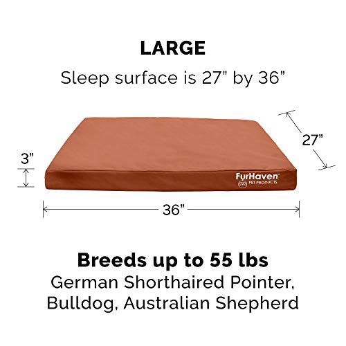 Furhaven Replacement Dog Bed Cover Water-Resistant Indoor/Outdoor Logo Print Oxford Polycanvas Mattress, Washable - Chestnut, Large - color: Chestnut, size: Large