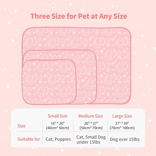 NWK Pet Cooling Mat -Q-Max>0.345 Ice Silk Cooling Mat for Dogs & Cats Portable & Washable Pet Cooling Blanket, Car Seats, Beds for Summer (Pink Cat, 20'' X 16'' X 0.3'') - color: Pink Cat, size: Small (20'' X 16'' X 0.3'')
