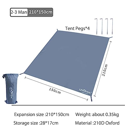 Tent Footprints Outdoor Camping Tent Floor Mat Moisture Proof Ground Sheet 210D Oxford Cloth Ultralight Waterproof Wear-Resistant Multi-Purpose Shading Trap with Tent Stakes - size: 210*150cm (6.89*4.92 FT)