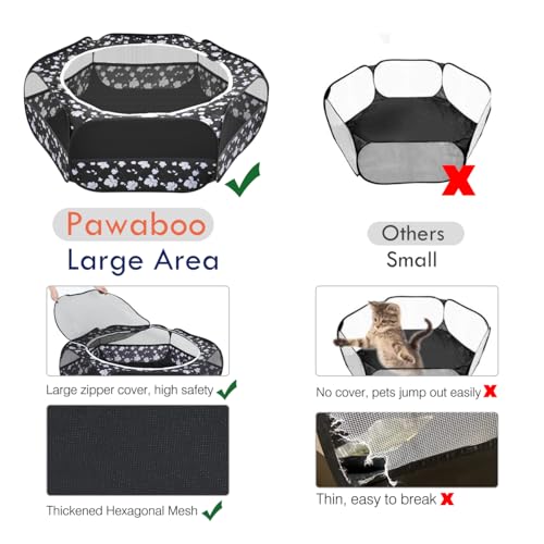 Pawaboo Small Animals Playpen, Waterproof Small Pet Cage Tent with Zippered Cover, Portable Outdoor Yard Fence with 3 Metal Rod for Chick/Kitten/Puppy/Guinea Pig/Rabbits/Hamster/Chinchillas, Magnolia - color: T-Magnolia