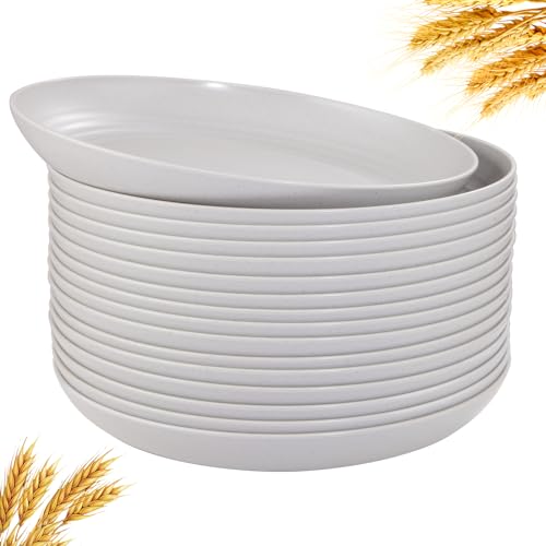 Supernal 16pcs Grey Wheat Straw Plates - Hard Plastic, Unbreakable Dinner Plates, Dishwasher & Microwave Safe for Camping, Picnic - color: Gray