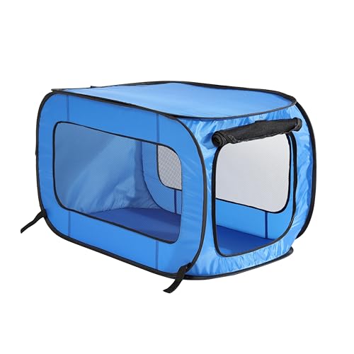 Beatrice Home Fashions Portable, Collapsible, Pop Up Kennel Travel Cat and Dog Crate, 32.5" L x 19.5" W x 19.5" H, Blue - color: Blue, size: 32.5"L x 19.5"W x 19.5"H