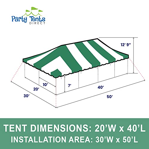 Party Tents Direct 20'x 40' Weekender Canopy Pole Tent with Sidewalls - Easy Up Canopy Tent with 160 Person Capacity - Outdoor Canopies for Parties, Weddings, and Events (Green/White) - color: Green, size: 20' x 40'