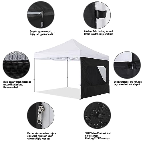 COOSHADE Instant SunWall 8x8 SideWall for Pop up Canopy Tent, 1 Pack Sidewall with Mesh Window Only, Black - color: Black, size: 8x8-Net Window