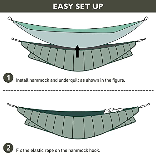 Double Hammock Underquilt, HIKERBRO 4 Season Heavy Duty Under Quilt with Tree Straps, Large Hammock Protector for Winter Camping, Backpacking, Hiking - color: Army Green (98.4"x66.9"- for Double Hammock)