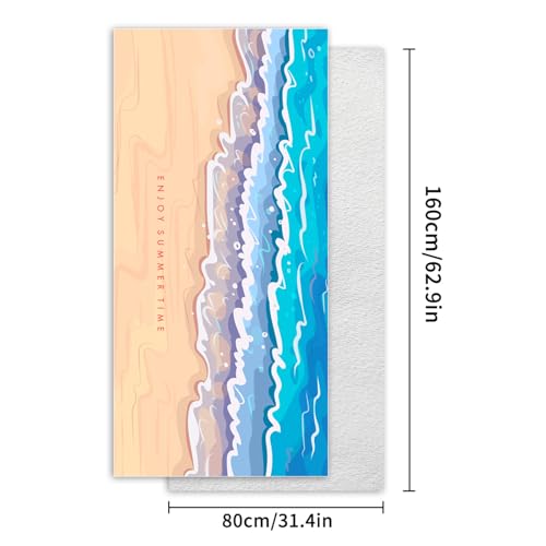 Beach Towel for Adults Ocean Wave Sand Design Lightweight Quick Dry Blanket Pool Vacation Travel Outdoor Summer Activities - color: Coastal Print 08