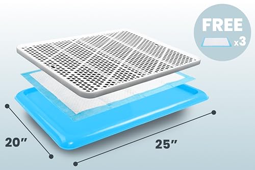 Pet Awesome Dog Potty Tray/Puppy Pee Pad Holder 25”x20” Indoor Wee Training for Small and Medium Dogs - color: Blue