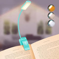 Gritin 9 LED Rechargeable Book Light for Reading in Bed - Eye Caring 3 Color Temperatures,Stepless Dimming Brightness,80 Hrs Runtime Small Lightweight Clip On Book Reading Light for Studying -Blue - color: Blue