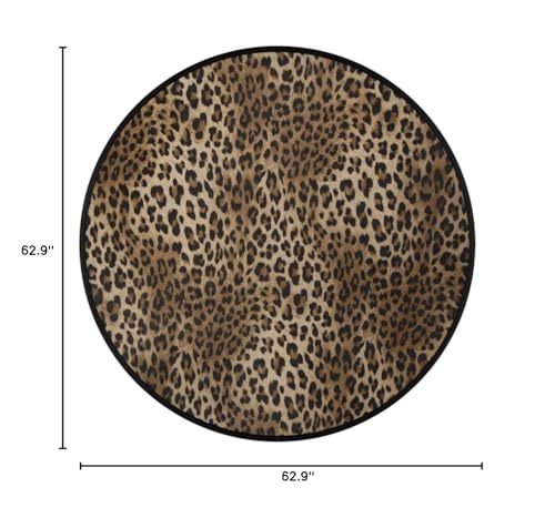 Animal Print Round Area Rug, Leopard Print Non-Slip Circle Rug for Bedroom Living Room Outdoor Study Playing Floor Mat Carpet, 5.2' Diameter - color: Leopard Print, size: 5.2' Diameter