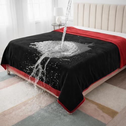 Waterproof Throw Blanket – Leakproof, Spill-Proof Flannel Blanket for Bed, Couch, Kids & Pets Protection, Reversible Water-Proof Design (Passion Red & Midnight Black, Throw) - color: Velvet Red/Obsidian Black, size: Throw