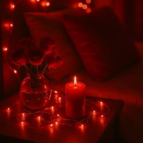 6 Pack Fairy Lights Battery Operated with Timer Silver Wire Mini 13FT 40LED Waterproof Cuttable Twinkle Christmas String Lights for Home Bedroom Wedding DIY Centerpiece Birthday (Red) - color: Red
