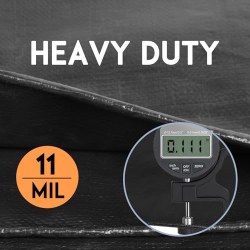 Tarp Heay Duty Waterproof 12x18ft,Black Tarp Cover Plastic Poly Tarpaulin for Outdoor Cover,Emergency Rain,Roof, Pool, Boat,Camping - Multipurpose with 12Mil Thickness - color: Black-12mil, size: 12x18