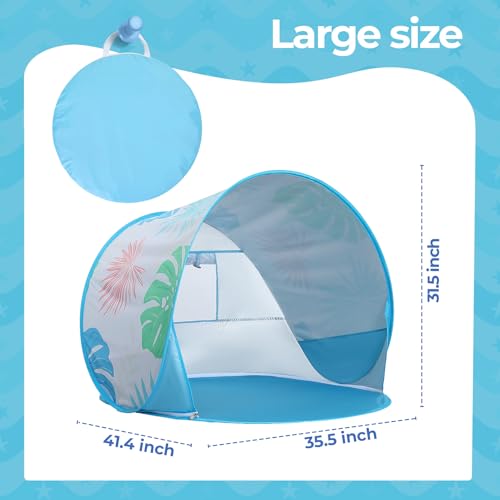 Pop Up Baby Beach Tent - Baby Tent for Beach Essentials with UPF 50+ UV Protection, Portable Sun Shade Canopy Summer Outdoor for Infants (Tropical Leaves) - color: Tropical Leaves