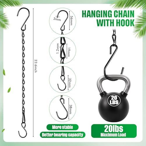 EBOOT 2 Pcs Hanging Chain for Bird Feeders, Planters, Lanterns and Ornaments (23.6 Inch,Black) - color: Black, size: 23.6 Inch