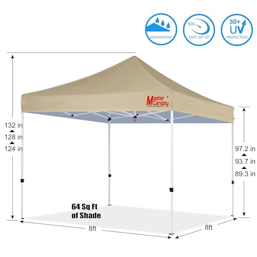 MASTERCANOPY Canopy Tent Commercial Grade Instant Shelter (8x8, Beige) - color: Beige, size: 8x8
