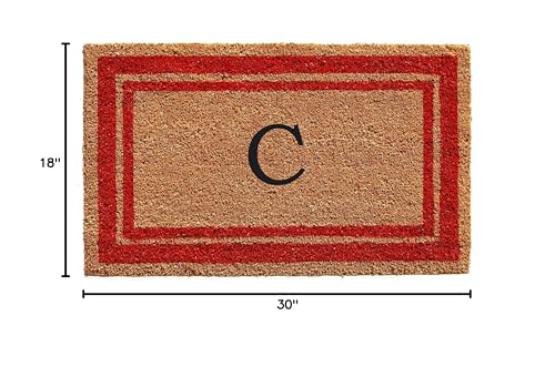 Calloway Mills 153031830C Red Border 18" x 30" Monogram Doormat, (Letter C) - color: Letter C, size: 1'6" x 2'6" (yes)