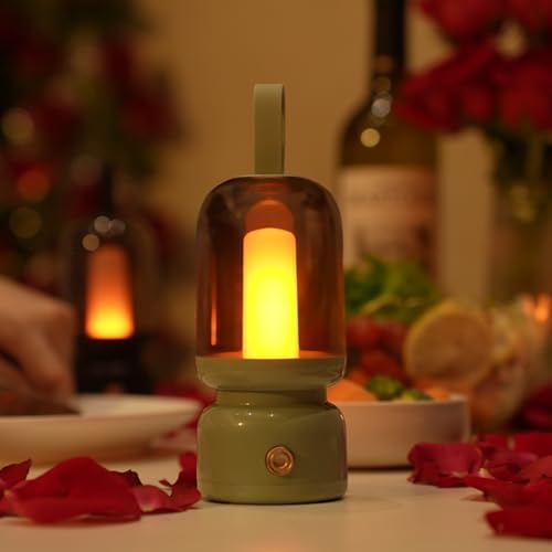 QANYI Retro Lantern,Portable and Rechargeable Lantern with LED Candles Flameless Flickering Lamp,Table Decoration Lights for Home Party Garden Patio Camping Christmas Home Decor - style: Retro
