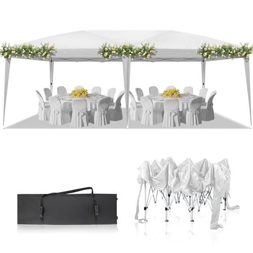 Outvita 10x20ft Ez Pop Up Outdoor Canopy Tent, Portable Commercial Instant Tent with Carry Bag for Party Wedding Birthday BBQ Events - style: 10x20-white