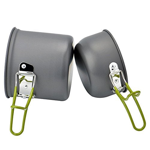 Camping Cookware Mess Kit Backpacking Pot Gear Camping Cooking Pots and Pans Set Camp Kitchen Equipment Accessories Green