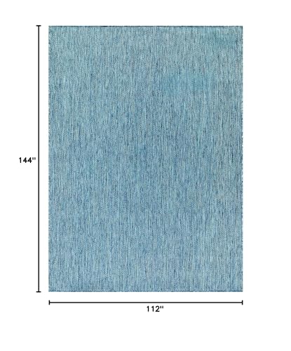 Beverly Rug Indoor Outdoor Rug 9x12, Washable Outside Carpet for Patio, Deck, Porch, Solid Modern Area Rug, Water Resistant, Aqua Blue - color: Solid - Aqua Blue, size: 9' x 12' (Rectangular)