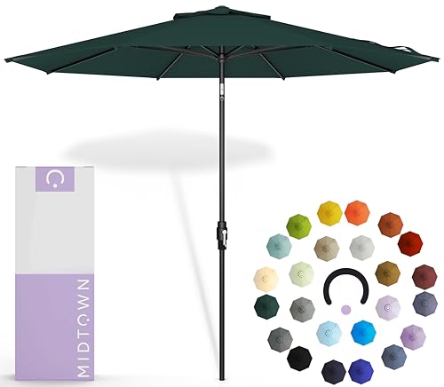 Midtown Umbrellas – The Swilt 10 Ft Patio Umbrellas with 360° Swivel & Tilt Mechanism, 8 Fiberglass Ribs & Terylast Polyester Fabric for Backyard, Deck, Pool & Cafes - Forest Canopy, Black Pole - color: Terylast Forest, size: 10 Feet