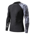 HUGE SPORTS Men's Rash Guard Long Sleeves UPF 50+ UV Sun Protection Quick Drying Splice Compression Swim Shirts - color: Piracy, size: Small