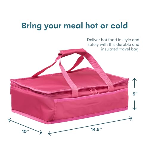 Dawhud Direct Insulated Casserole Carrier Bag - Food Transport Carrier for Hot or Cold Dishes - Thermal Travel Bags for Women, Picnics, Office, Parties - Pan Carrier - Pink - color: Pink
