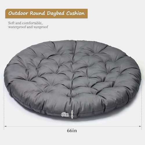66in Outdoor Round Daybed Cushion,Round Floor Seating Futon Pad,Circle Sun Island Sunbed Mattress Waterproof,Patio Day Bed Replacement Cushions (Dark Gray, 66 * 6in) - color: Dark Gray, size: 66*6in