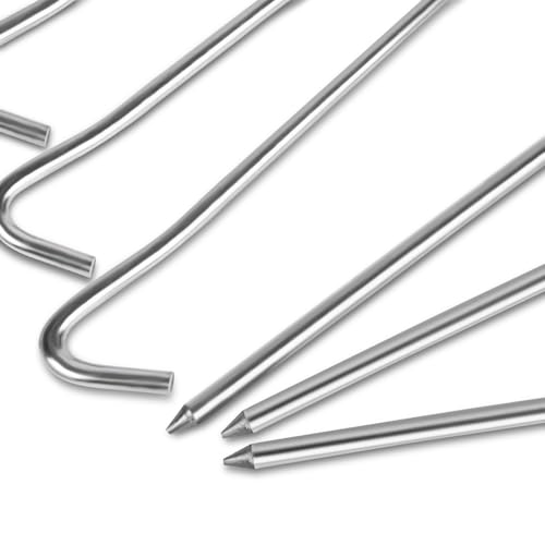 9" Tent Stakes, Heavy Duty Tarp Camping Stakes, Galvanized Metal Pegs for Outdoor Decorations, 40 PCS - size: 9"