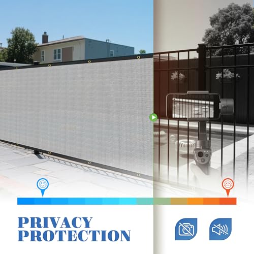 ECOOPTS 4'x20' Privacy Fence Screen Windscreen with Copper Grommets, Fit for Commercial Fence and Residential Garden Outdoor 90% UV Blockage, Cable Zip Ties Included (Gray)