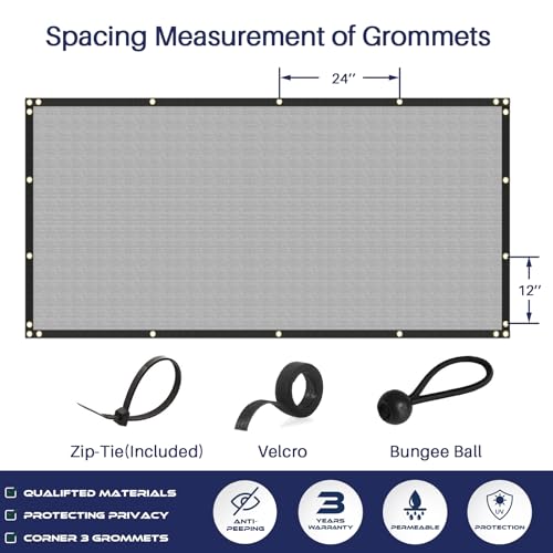 Windscreen4less Privacy Fence Screen Heavy Duty Windscreen Fencing Mesh Fabric Shade Net Cover with Brass Grommtes for Outdoor Wall Garden Yard Pool Deck, 6'x2' Light Gray - color: Light Gray, size: 6' x 2'