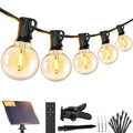 Brightever 50FT Solar String Lights Outdoor with Remote, 18+1 LED Shatterproof G40 Bulbs, 3 Lighting Modes & Timable, Waterproof Dimmable Solar Power Patio Lights for Camping, Backyard, Party - size: 50ft