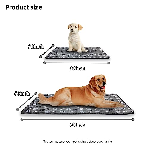Waterproof Dog Blanket, Pattern Printing Super Soft Warm Fluffy Facecloth Sofa Car Bed Protector, Urine Proof Washable Outdoor Pet Blanket for Puppy Large Dogs & Cats(paw & Bone60*50) - color: Grey | Bone, size: Large