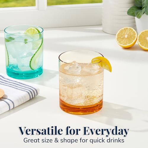 US Acrylic Classic Plastic Reusable Drinking Glasses (Set of 6) 12oz Rocks Cups Assorted Colors | BPA-Free Tumblers, Made in USA | Top-Rack Dishwasher Safe - color: Assorted, size: Rocks Tumblers